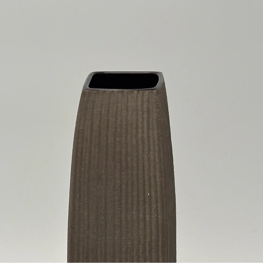 Vintage C&B Ceramic Ribbed Modern Vase 13” Tall